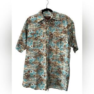 Walls Shirt Mens Medium Ranch Wear Pearl Snap Western Short Sleeve Pattern Rodeo